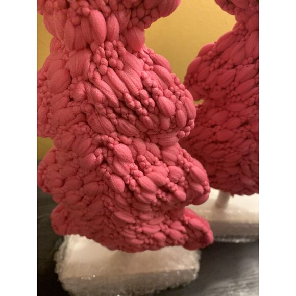 Thick Knit Trees Classic Pink Wood and Fabric Holiday Room Decor Set Of 2 - Picture 9 of 9